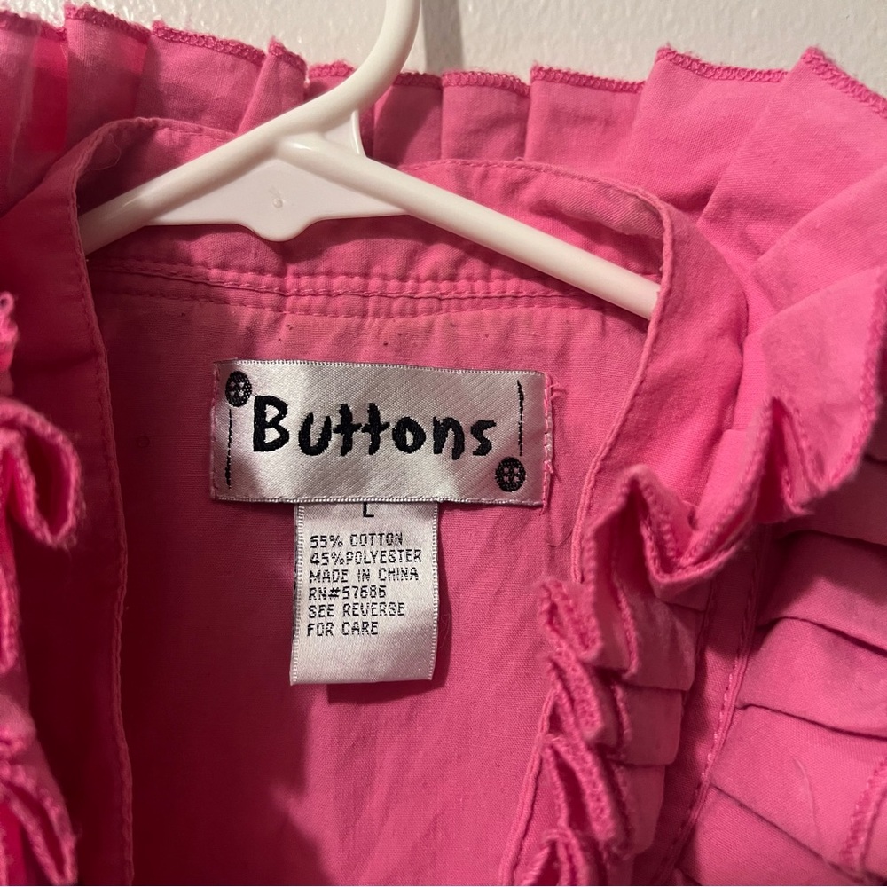 Buttons Pink Ruffled Top - Picture 3 of 9